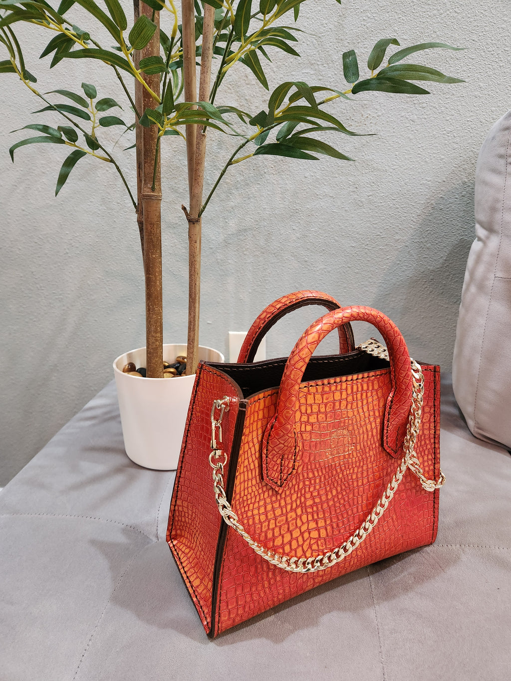 The Raya Crossbody Tote in Sweet Orange