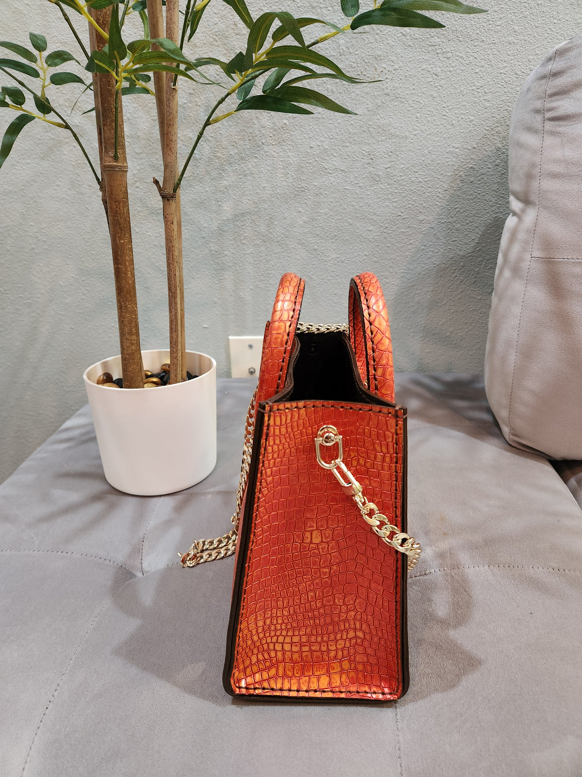 The Raya Crossbody Tote in Sweet Orange