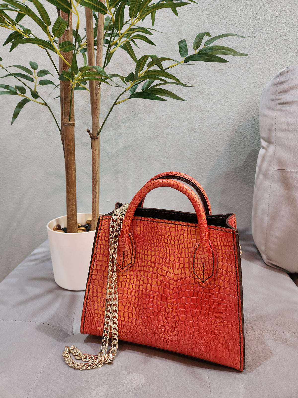 The Raya Crossbody Tote in Sweet Orange